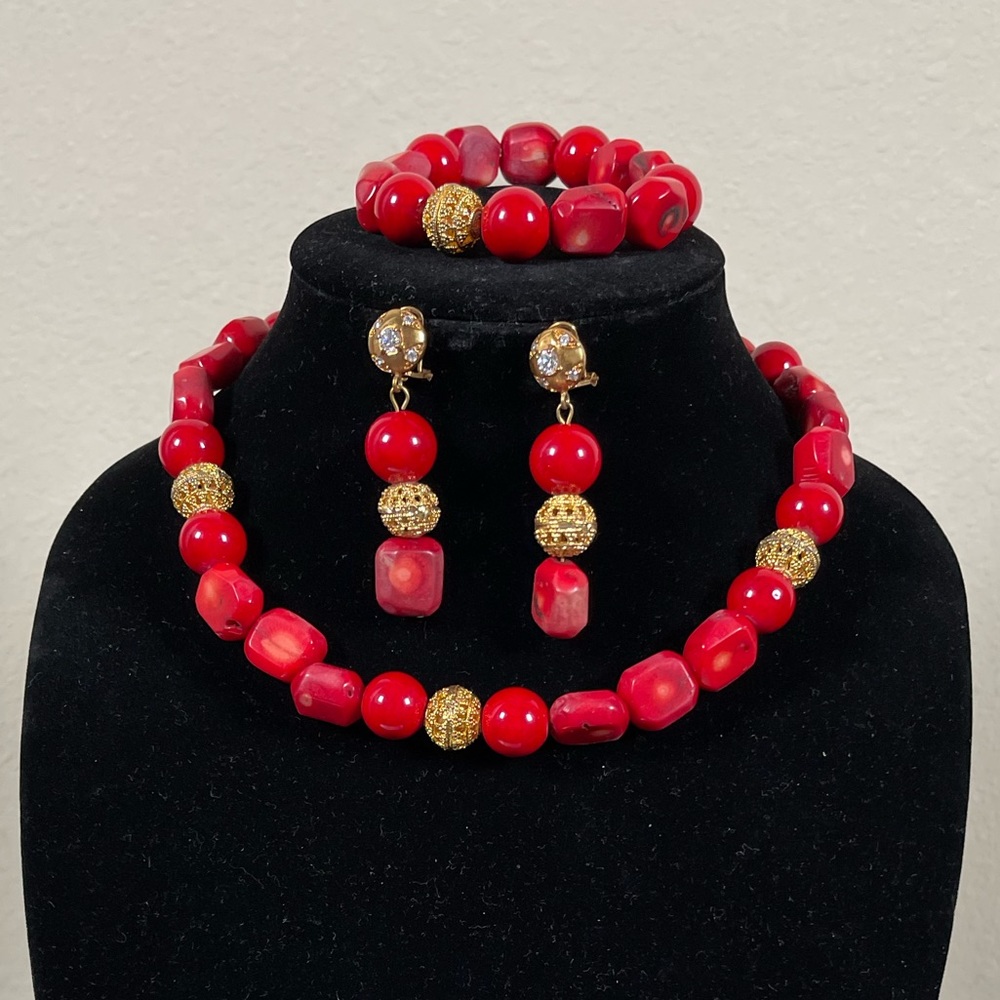 Beautiful red coral beads